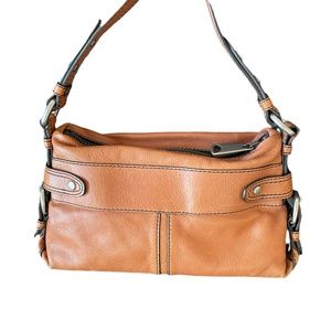 Fossil vintage Y2K brown leather baguette hobo bag